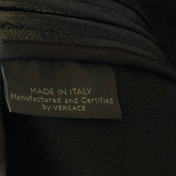 Versace Vinyl Midi Skirt Medusa Head Gold Buttons Black IT 40 US 4 - Picture 13 of 15